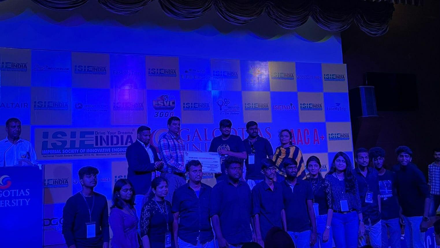 Student teams at an ISIEINDIA award ceremony at Galgotias University.